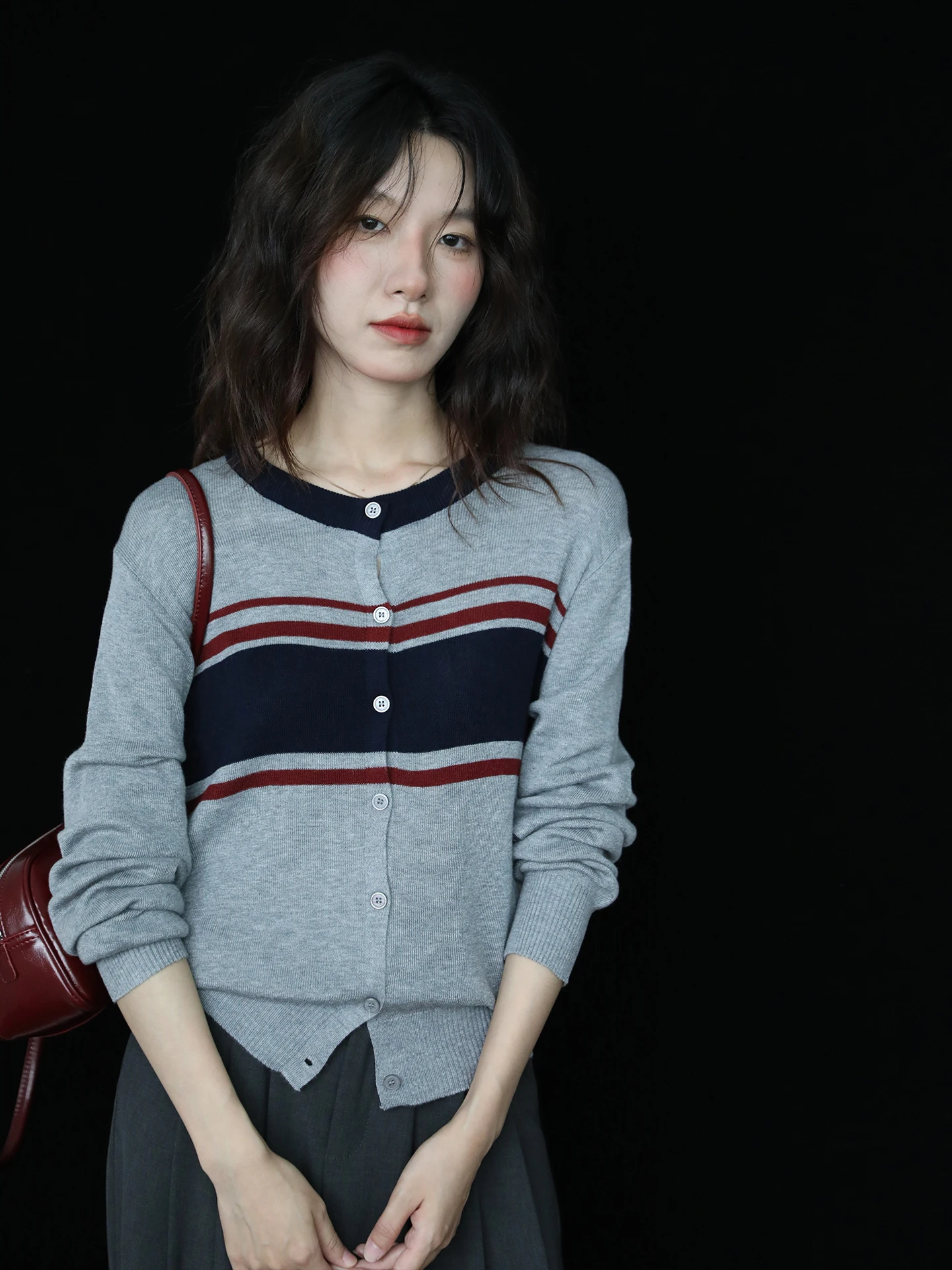 

Мягкий вязаный кардиган с длинными рукавами для женщин, в полоску, с цветовыми блоками, простой, универсальный, на любой сезон, повседневная модная верхняя одежда, пальто