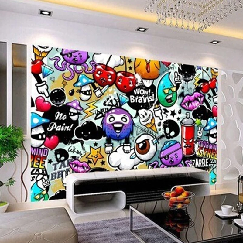 Customized products Modern Creative Art Graffiti Mural Wallpaper Children's Room Living room TV background 3D bedroom colorful