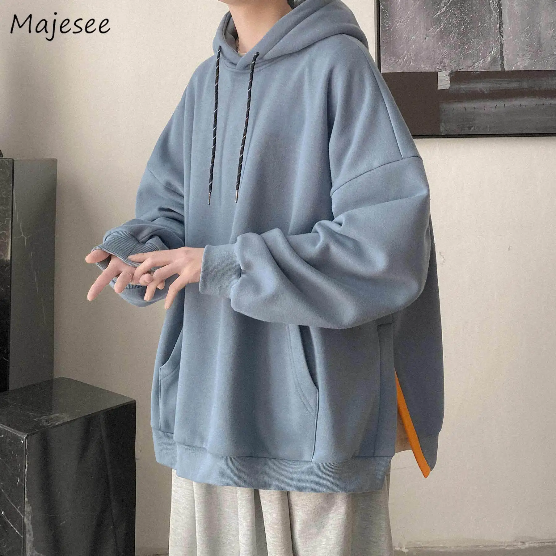 

Hoodies Men Sweatshirt Loose Spring Autumn Ins High Street Couple Baggy Classic Hooded Clothing Male Handsome Streetwear Hoody