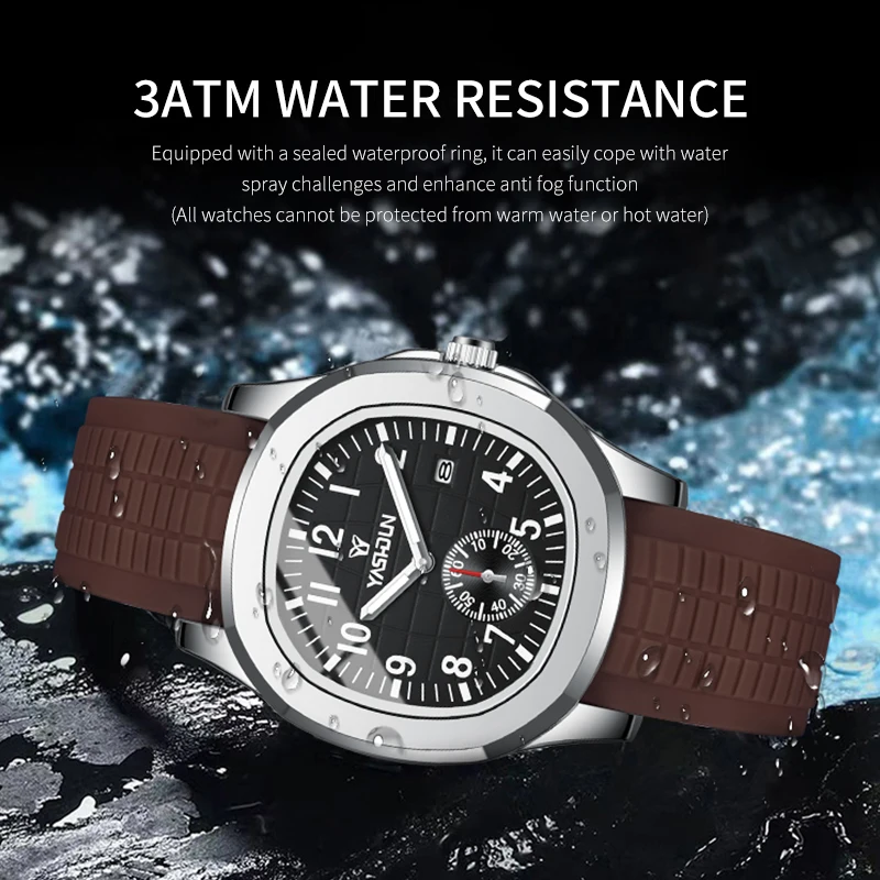 YASHIDUN 5085 Men's Quartz Watch Ultra Thin Transparent Case Business Casual Luminous Waterproof Calendar Wristwatch