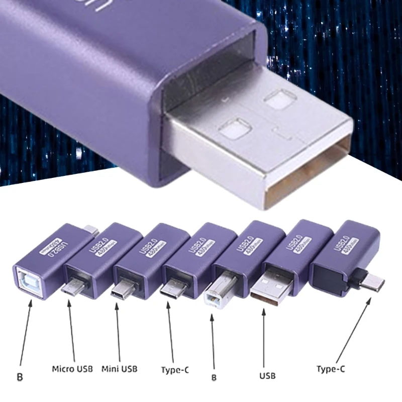 USB/USB B/Type C/Minis USB/MicroUSB Male Male Convert Connectors Support Data & Charging for Printers/Scanner K1KF