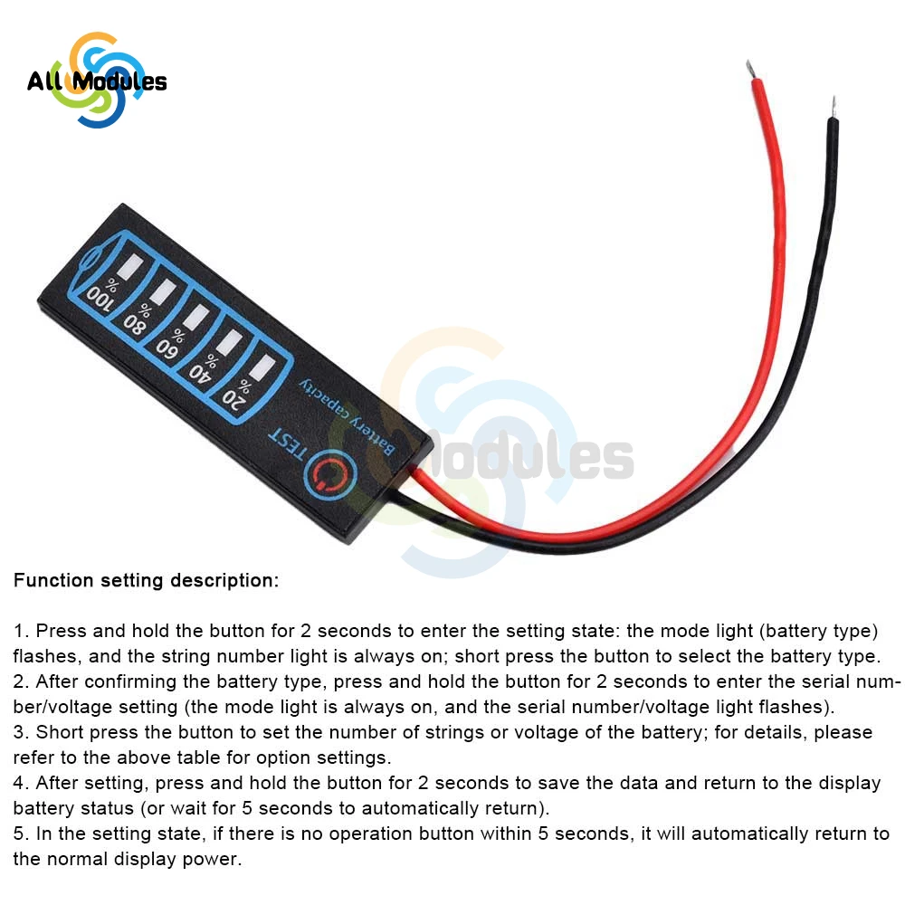1S 2S 3S 4S 5S 6S 7S 4615 DC5V-30V Lithium Battery Capacity Battery Indicator Board Power Display Charging Charge LED Tester