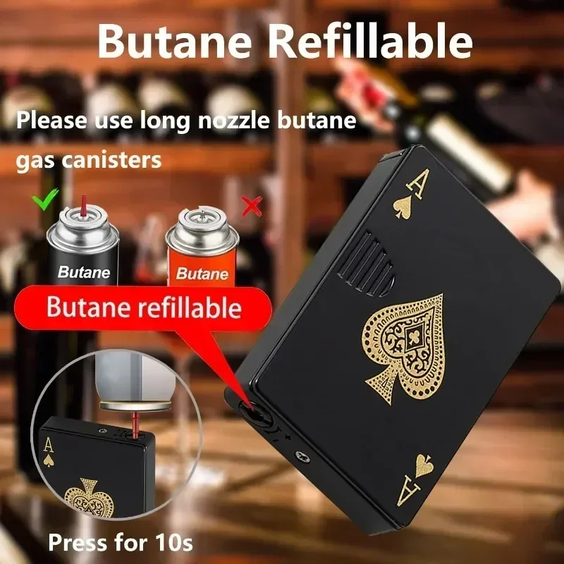 Hot Selling Ace of Spades Poker Lighter Windproof Butane Gas Lighter Interesting Smoking Men Gadgets Wholesale VIP Dropshipping