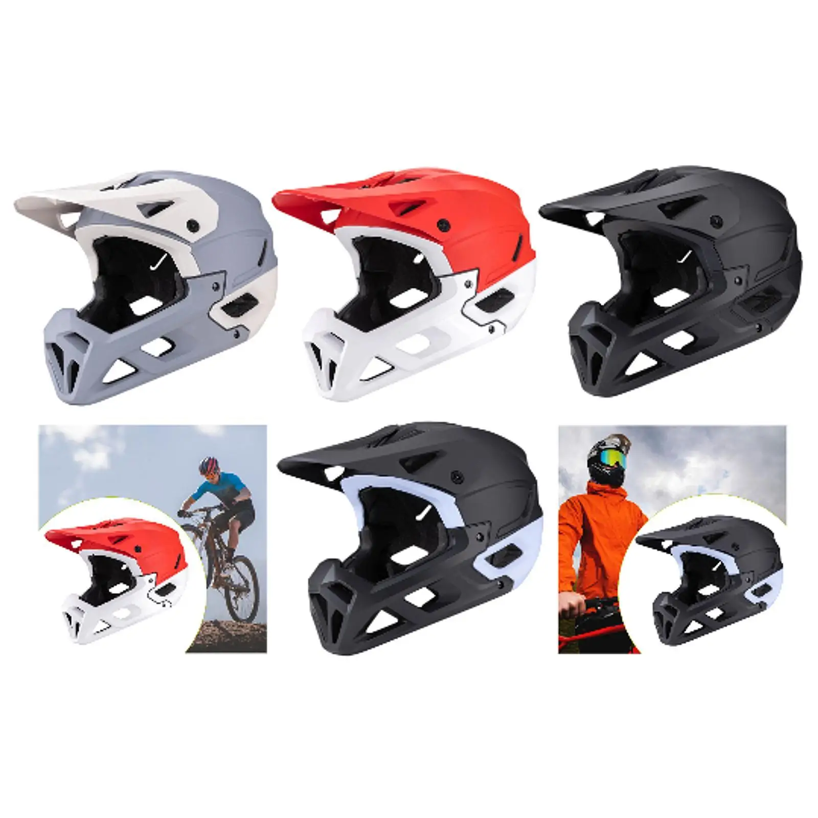 

Bike Helmet with Removable Chin Pad Breathable Cycling Gear for Men Women Ventilation Mountain Bike Helmet Cycling Helmet