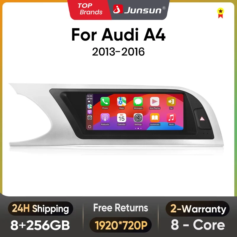 Junsun 8.8 pouces CarPlay pour Apple autoradio multimédia pour Audi A4 A4L B8 2009-2016 4G Bluetooth sans fil Android Auto stéréo