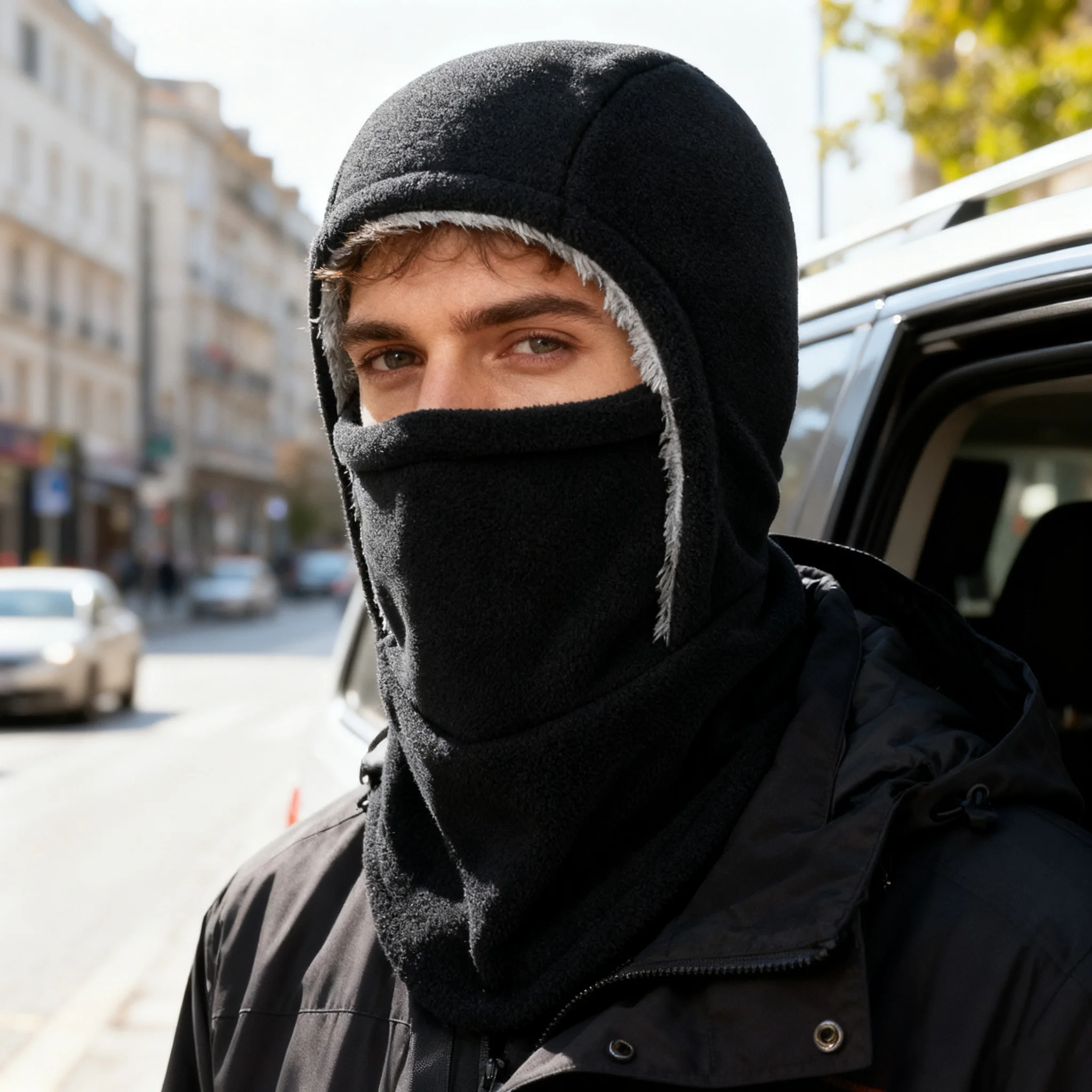 

Winter Fleece-Lined Integrated Head Cover Mask Neck Guard Thickened Warm Heat Accumulation Windproof Breathable for Men & Women