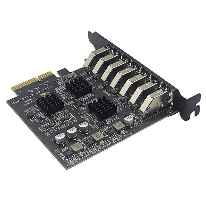 ABRI-USB3.2 GEN2 10Gbps Pcie Expansion Card TYPE-A PCI-E 4X To 7 Ports USB 3.0 Expansion Adapter Card PCI-E Controller Card