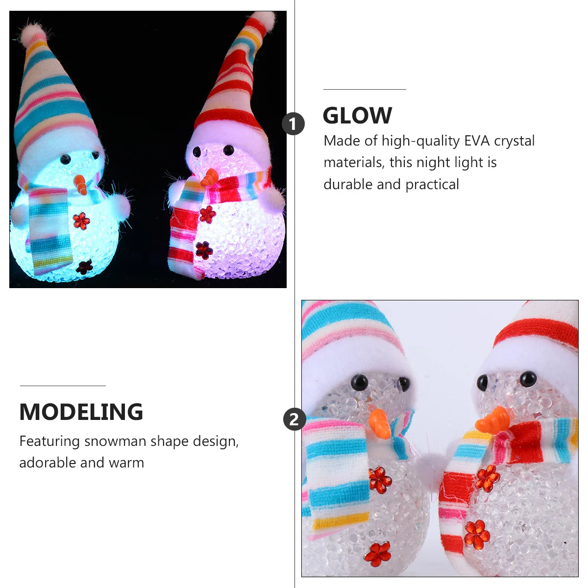 2 قطعة عيد الميلاد ثلج ضوء LED كريستال اللون تغيير ضوء الليل ديكور المنزل مكتب سيارة LED كريستال ثلج مصباح