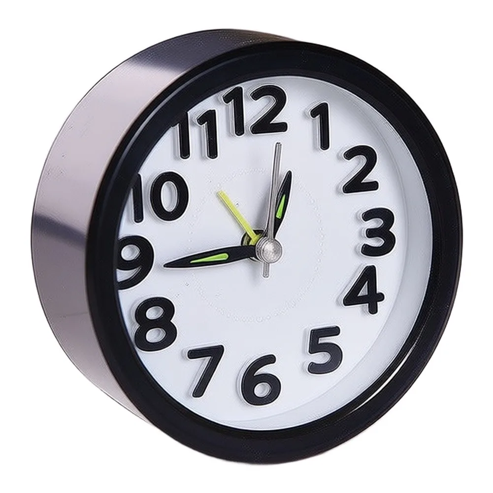For Small Spaces Round Alarm Clock Alarm Clock Black Sturdy Construction Long Lasting Durability Minimalist Style