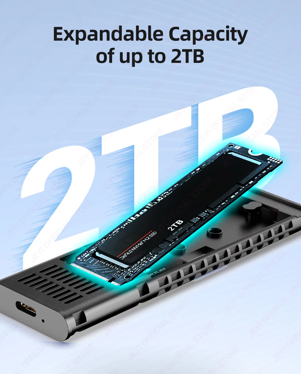 JEYI USB 3.1 (5 Gbit/s) M.2 SATA SSD-Aluminiumgehäuse schläft automatisch nach 30 Minuten – unterstützt 2230-2280 SATA SSDs (B+M-Taste). – Detail 5