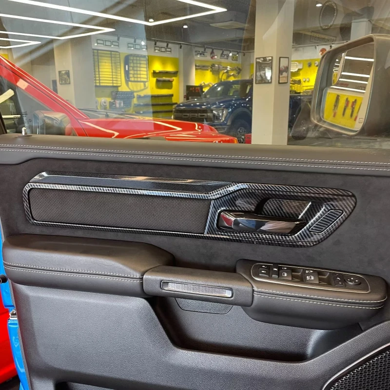 

For Dodge Ram 1500 2023 Car Inner Door Handle Cover Frame Trim Accessories - ABS Carbon Fiber