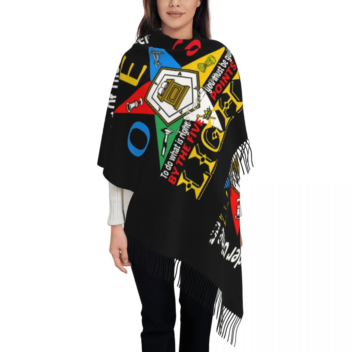 

Oes Орден Восточных звезд шарф с кисточками женские мягкие шали накидки женские зимне-осенние шарфы