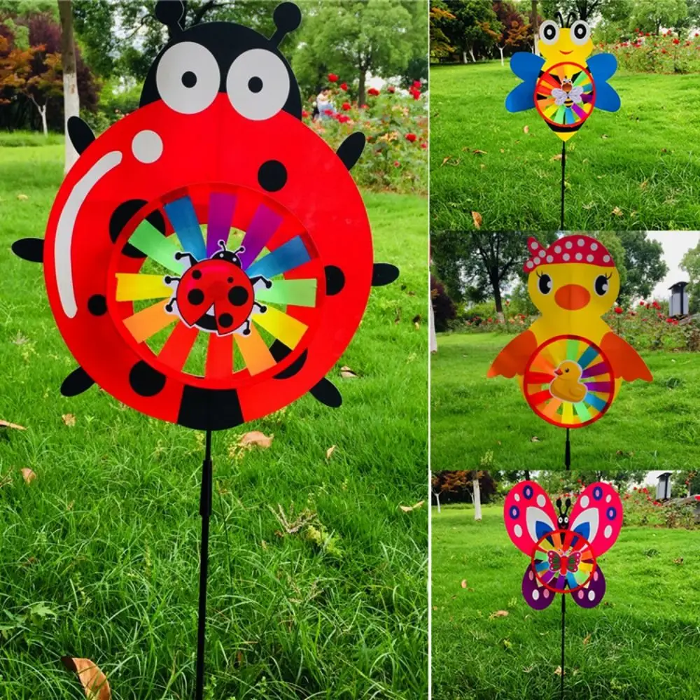 Multistyles verzegelde vlinder glazen steel windmolen kleurrijke PVC kleurrijke windmolen cartoon kever gele eend diameter 45 cm