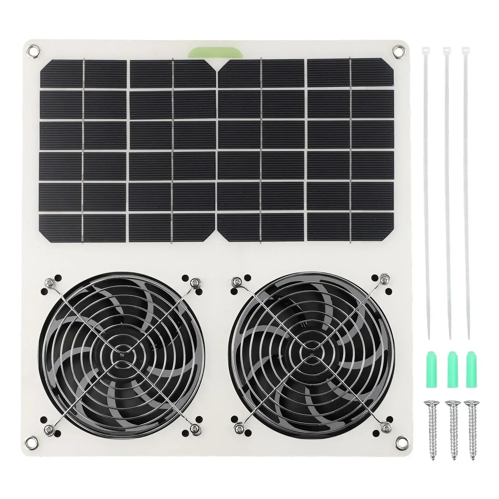 

Dual Fan Solar Panel 18V 2A 20W Single PET Double Fan Solar Panel For Pet Houses Toilets Cars RVs Basements