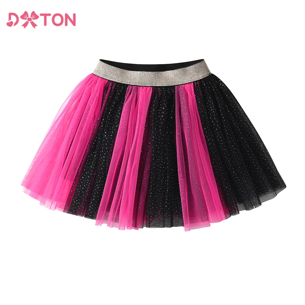 DXTON Girls Mesh Miniskirts Kids Ballet Princess Tutu Skirts For Girls Colorful Tulle Elastic Toddler Summer Patchwork Clothing