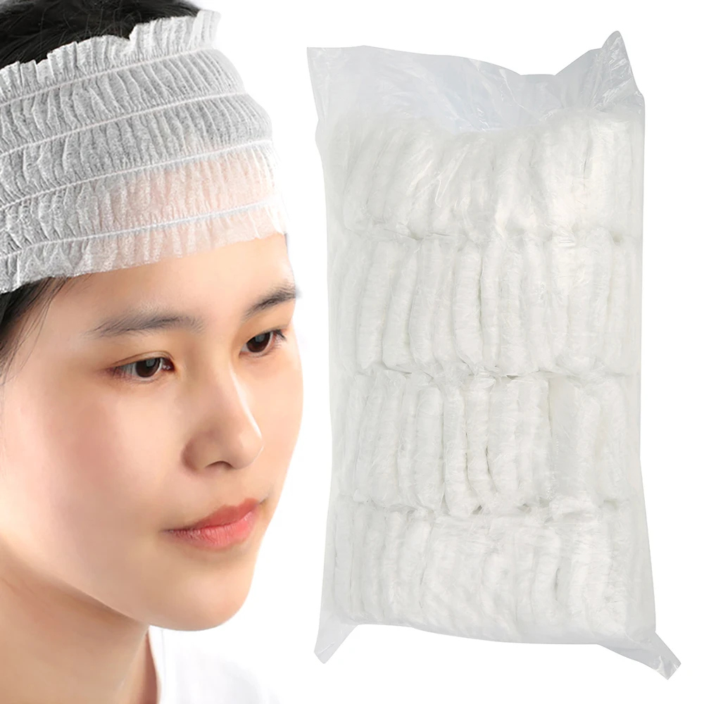 200/100PCS Disposable Stretch Non-Woven Headband Women Girls SPA Salon Makeup Hotel Wide Hairband Travel Portable Turban