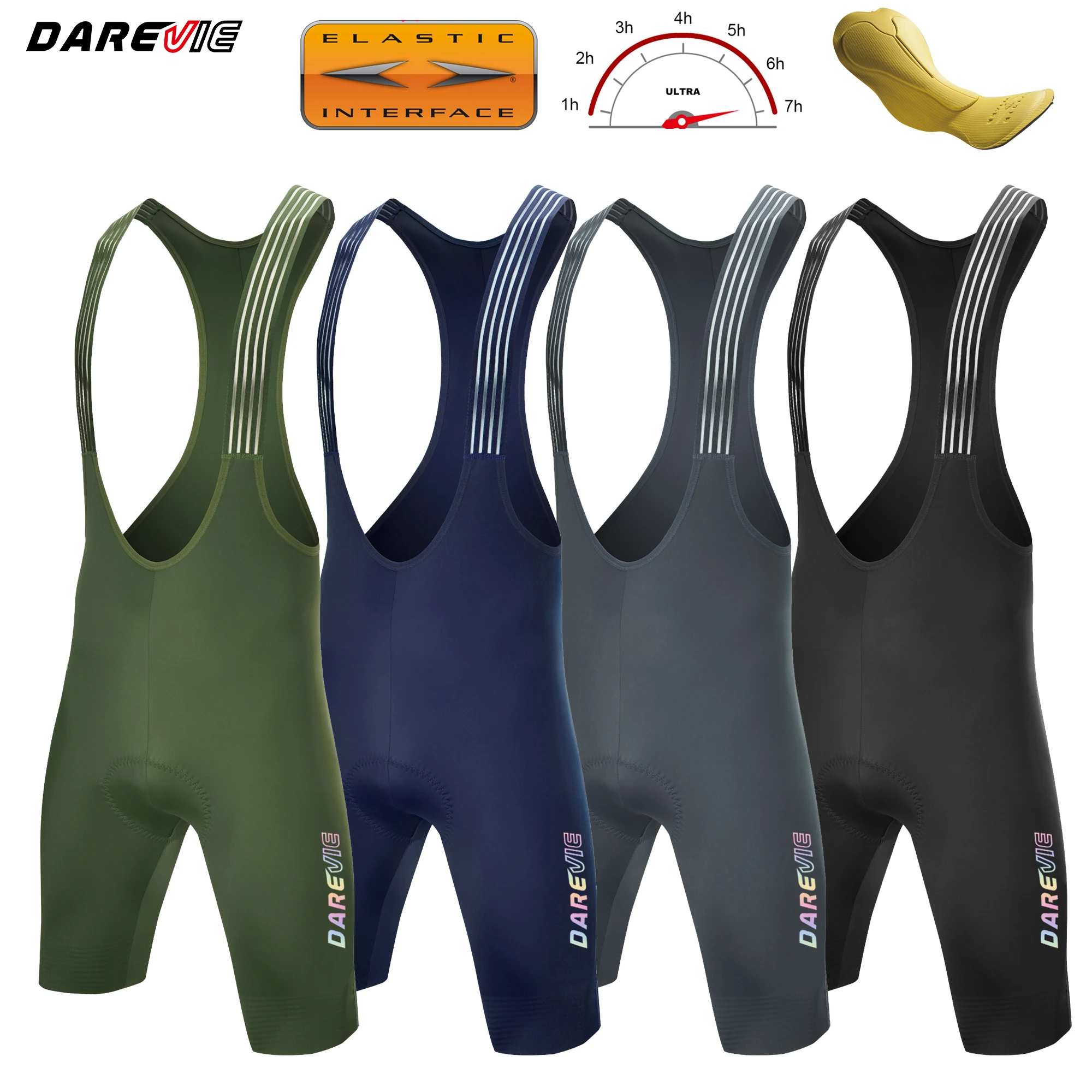 DAREVIE Seamless 4.0 Cycling Bib Shorts Italy ELASTIC-INTERFACE® Pad Cycling Shorts Diamond Leg Gripper Men's Cycling Bretelelle