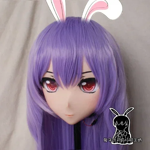 (Rabbit 48) Full Head Girl BJD Doll Mask TouHou Project Cartoon Anime Silicone Reisen Udongein Inaba Kigurumi Cosplay Mask