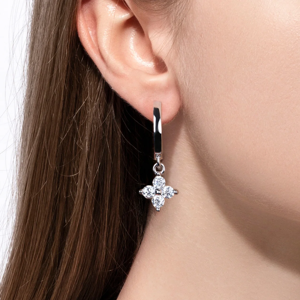 AnuJewel 3mm Moissanite Hoop Women\'s Earrings Huggies  925 Sterling Silver Lab Created Diamond Drop Earrings Jewelry Wholesale