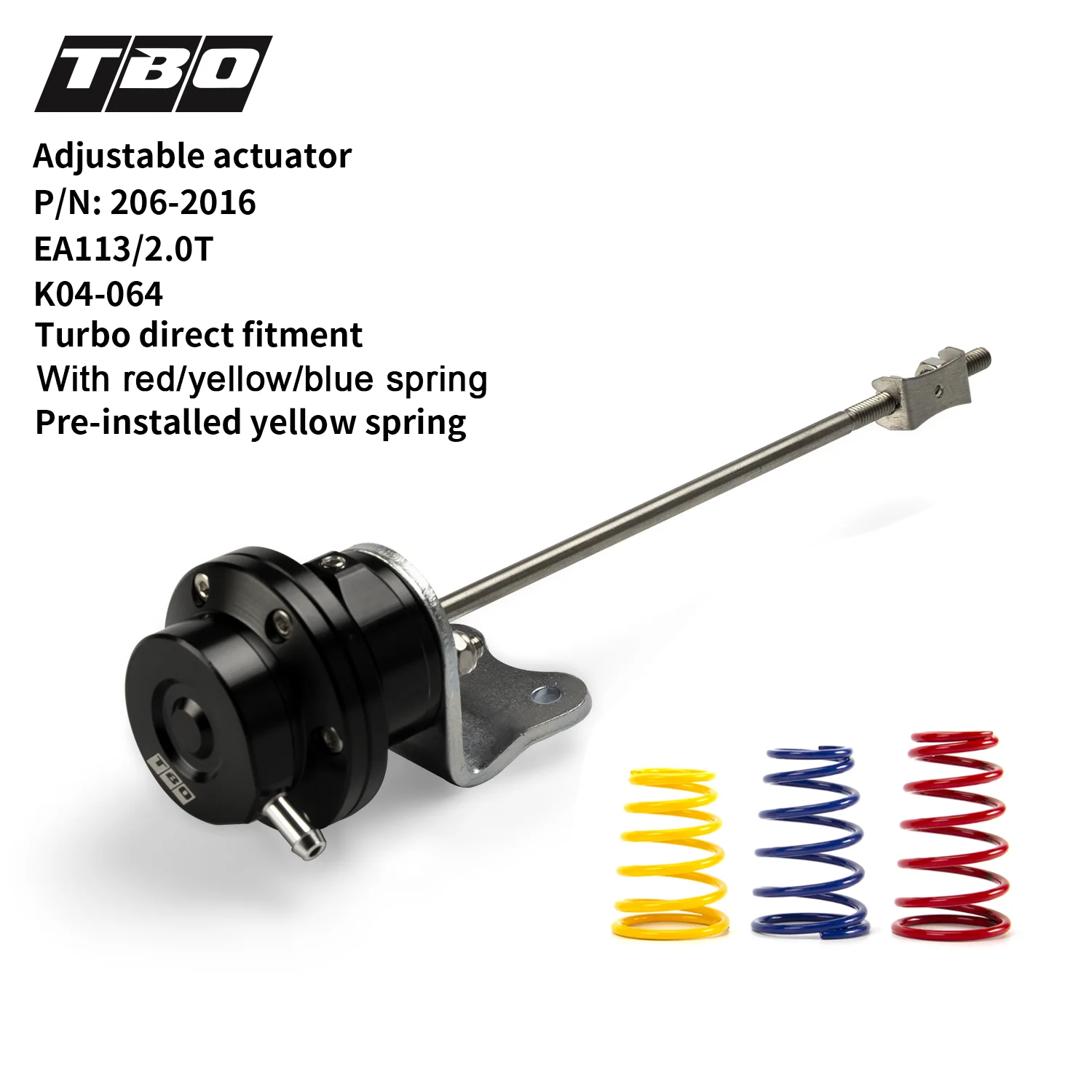 

TBO Turbo Wastegate Adjustable Actuator for EA113/2.0T K04-064Turbo direct fitment With Red/Yellow/Blue Spring