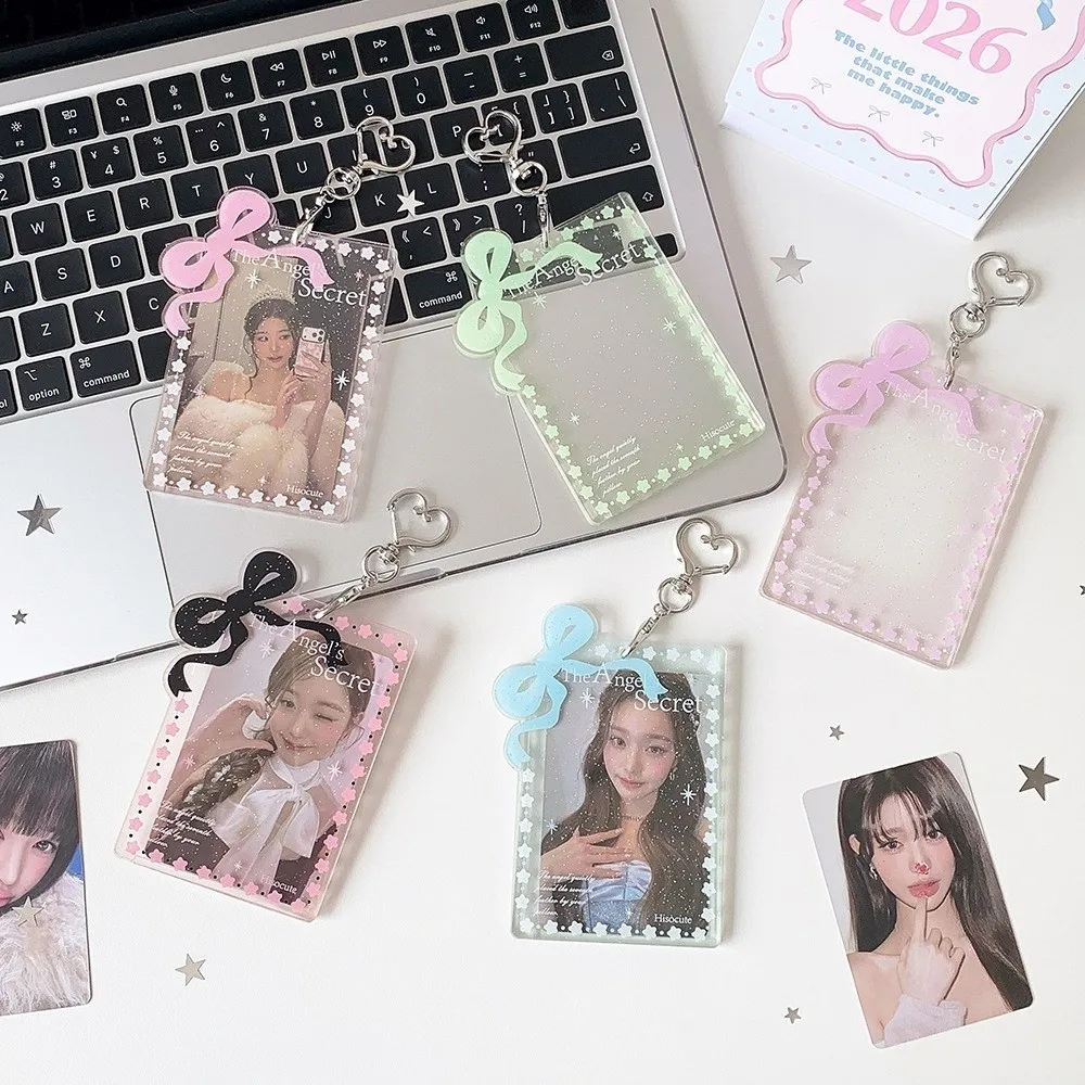 New Glitter Jelly Color Photocard Holder Keychain 2.4x3.5 Inch Clear ID Badge Holder Waterproof Card Holder