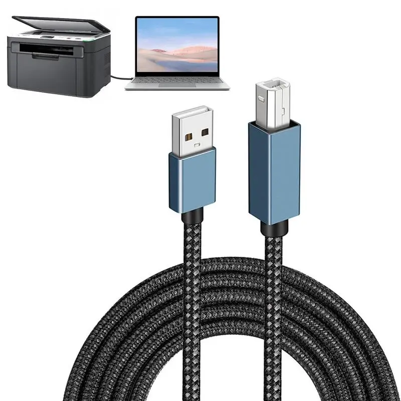 Rondaful Printer Scanner Fax Braid USB A Type-C To USB B Data Transmission Cord 1m 2m 3m For EPSON HP Canon