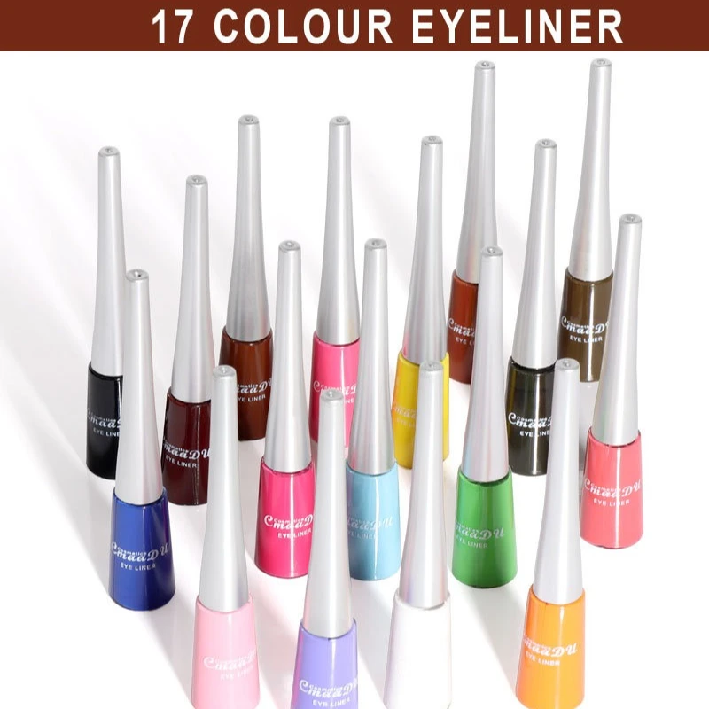 Delineador de ojos líquido de 17 colores, resistente al agua, de secado rápido, de larga duración, altamente pigmentado para fiestas, festivales, escenarios, apariencia de maquillaje creativa
