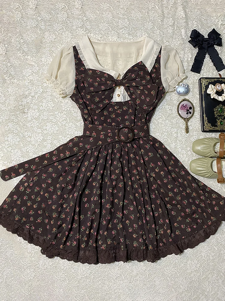 Original n Blumendruck irt Dr A-Linie Rock Damen Sommer Vintage Gingham Plaid Splice Baumwollmischung Dr