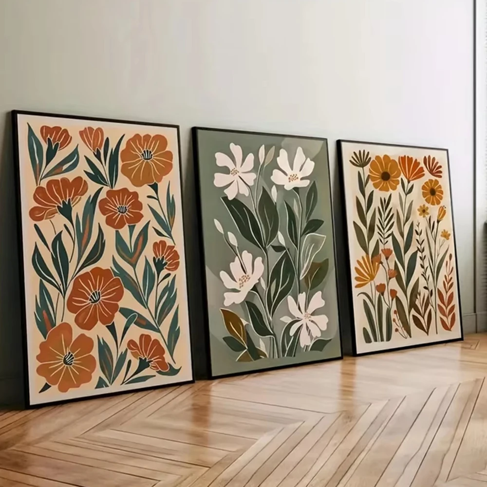 Bohemian Abstract Floral Canvas Printing Spring Wildflower Plant Wall Art Posters for Modern Living Room Bedroom Home Decor