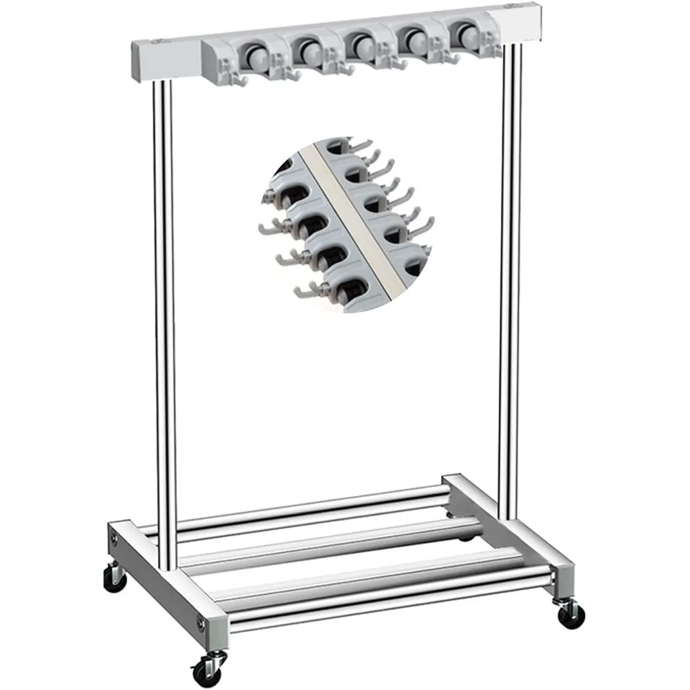 Напольный держатель для швабры и метлы, портативная стойка для хранения влажной швабры, стоячая тележка-органайзер для чистящих инструментов