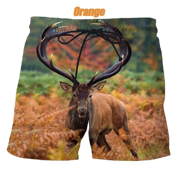 Fashion 3D Printed Deer Shorts Fashion Casual Beach Pants Loose Harajuku Street Cool Elk Beach Pants Men's Shorts