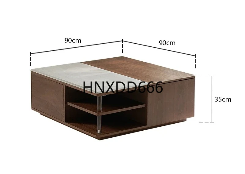 

Medieval solid wood travertine rock slab square coffee table lifting function coffee table