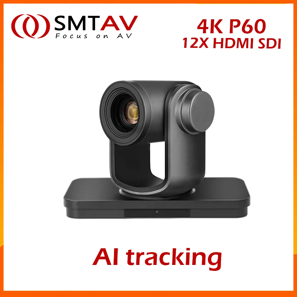 

SMTAV 4K P60 12X AI tracking UHD PTZ Camera POE 3G-SDI IP Remot Control Camera for Live Broadcast Remote Church