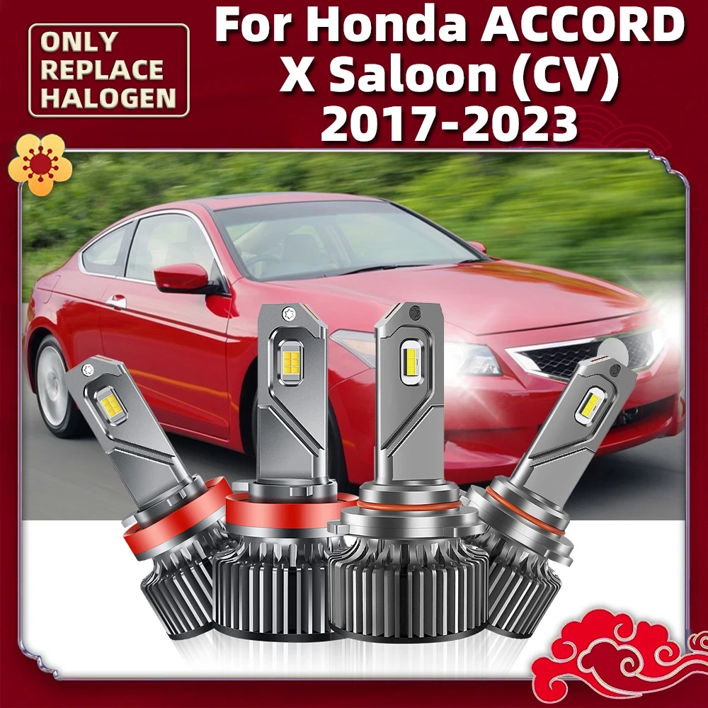 Car 160W 24000LM Led Headlight Bulbs 12V Luces For Honda Accord X Saloon (CV) 2023 2022 2021 2020 2019 2018 2017 High Low Beam