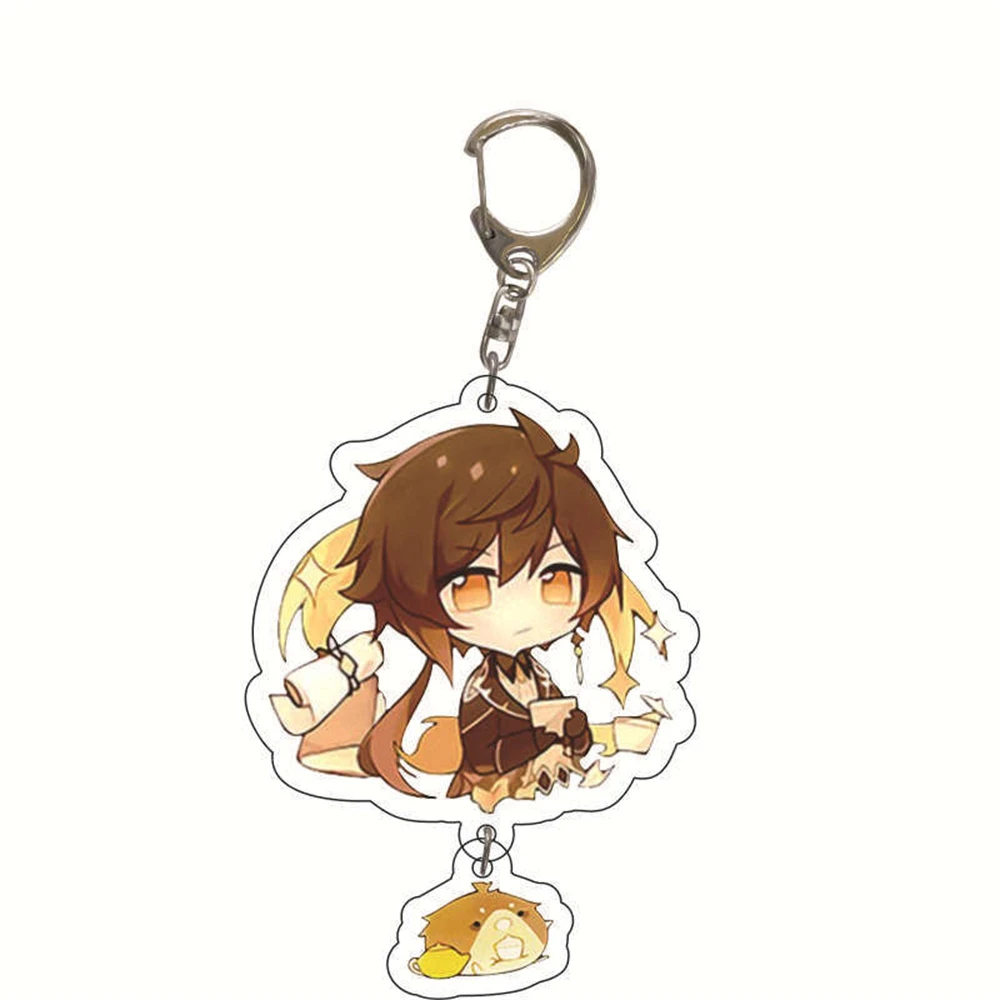 Hot Game Anime Genshin Impact Keychain Traveler Amber Kaeya Figure Key Chain Ring Jewelry Men Children Fans Gift Wholesale