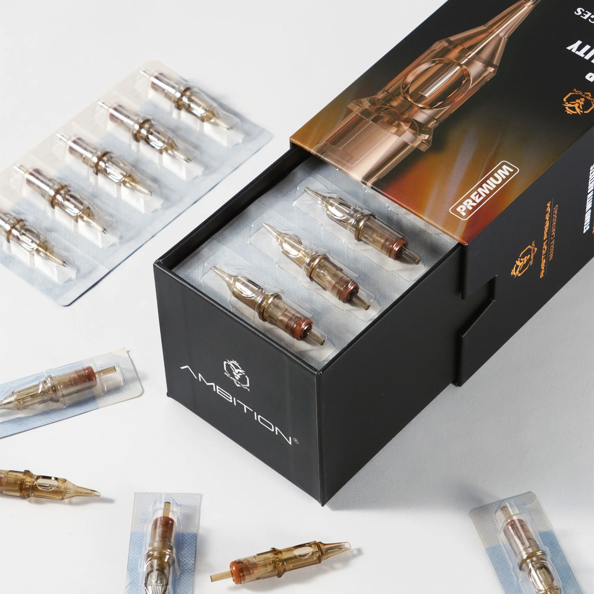 Ambition 50pcs/Box Premium Tattoo Needles Mixed Microblading Nano SMP & Semi-Permanent Tattoo Ink Cartridge Supply RL/RS/RM/M1