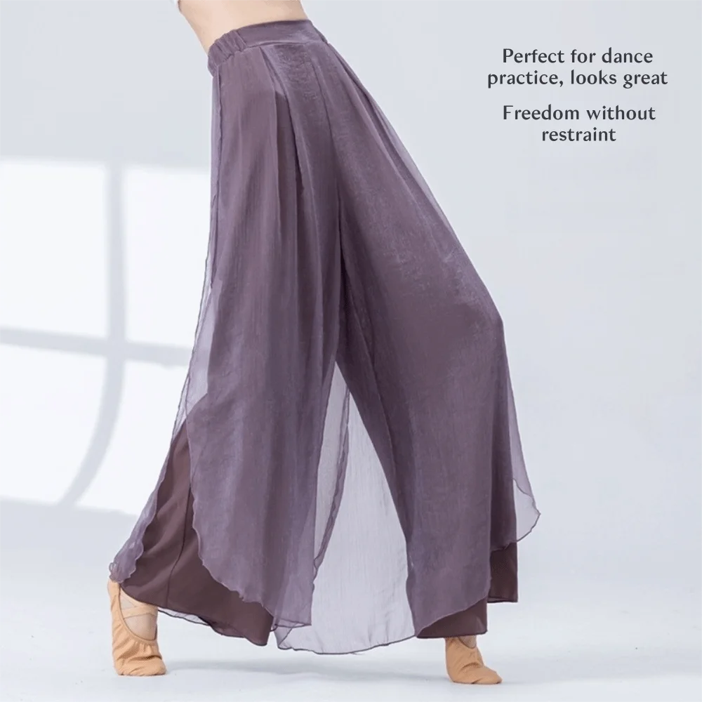 

Wide-Leg Classical Dance Pant Flowing Chiffon 2 Layer Performance Costumes Loose Fit Dance Chiffon Culottes