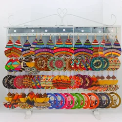 10/20/30/50Pairs/Lot Fashionable Printed Women's Wooden Thread  Bohemian Vintage Hanging Earrings Daily Jewelry Randomly Shipped