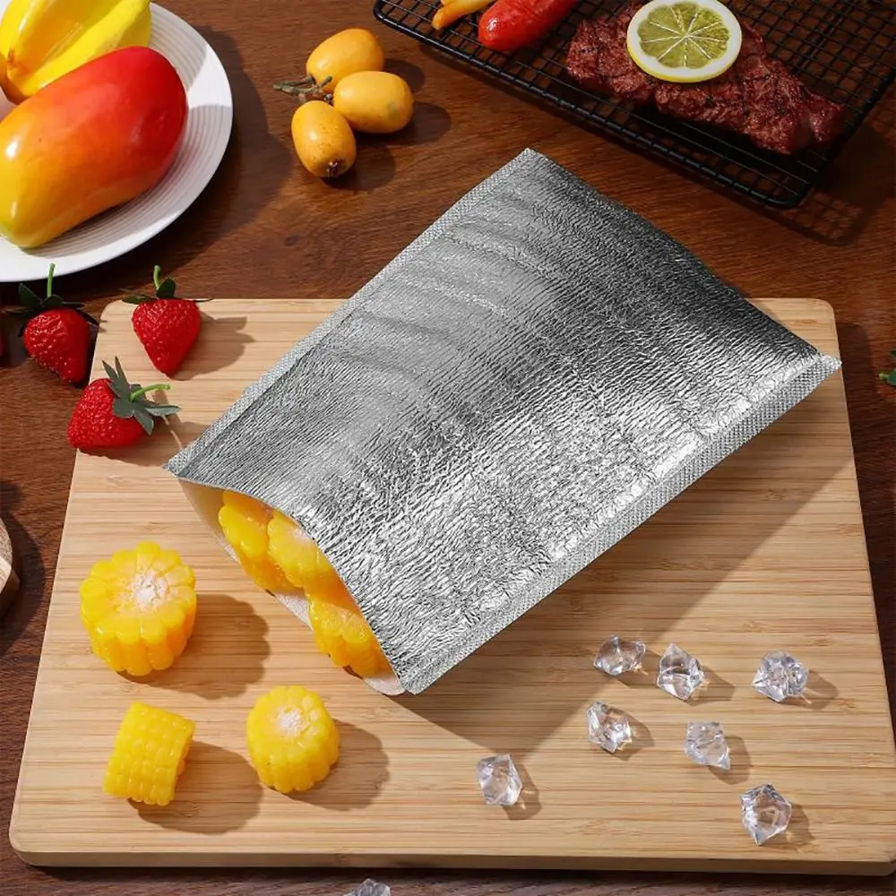 40Pcs/Pack 3mm Thickened Aluminum Foil Bag Ice Cold Warm Food Thermal Insulation Bag with Closure Cooler Bag Drink Storage