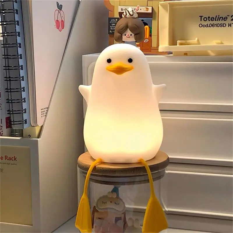 Imagem -04 - Portable Creative Led Cartoon Bedside Lamp para Crianças Silicone Night Light Abajur Cute Duck Gift Home Bedroom Bedside Table