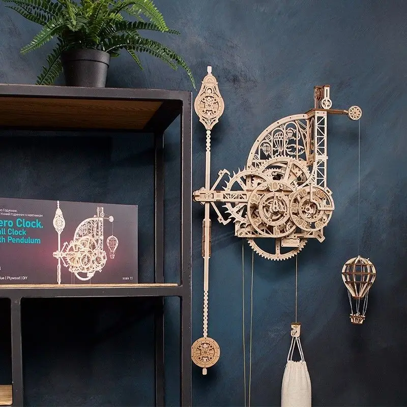 

Aviation clock wooden 3d three-dimensional puzzle building block ornament decompression wall clock