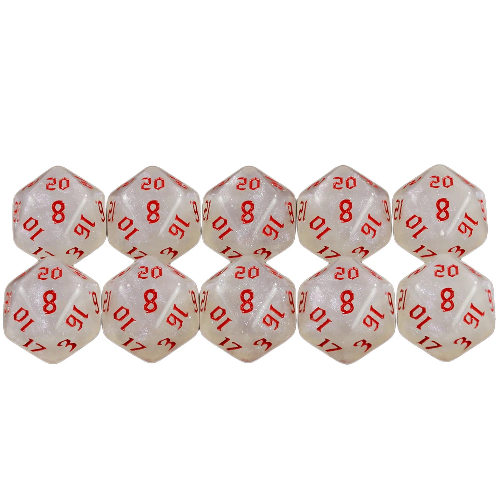 Polyhedral D20 Dice Set 10pcs DND Board Game Tabletop RPG Acrylic Multi-sided Digital Dice Set Funny Boardgame Accessories