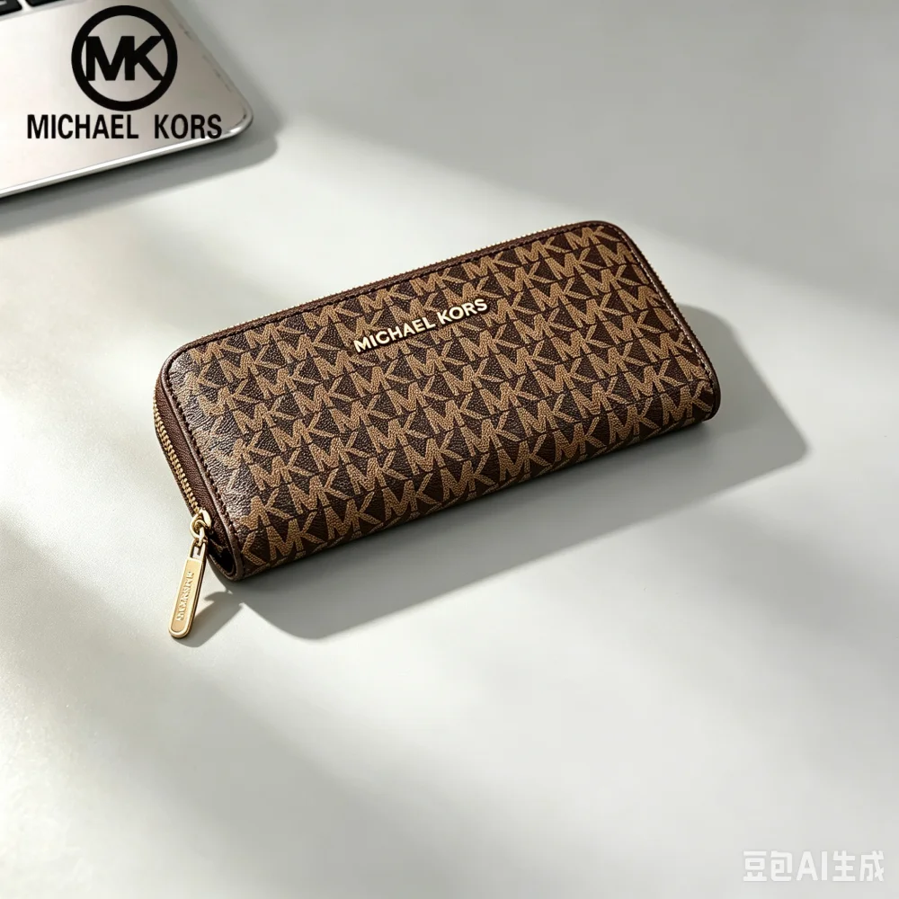 MICHAEL KORS Women's Casual Fashion Long Zipper Wallet MK Classic Letter Flower Wallet Multi functional Wallet Card Bag view 4