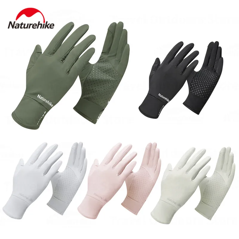 Naturehike Summer Sunscreen Gloves Dew Finger Touch Screen Outdoor Driving Cycling Gloves Non-slip Breathable Men Women UPF50+