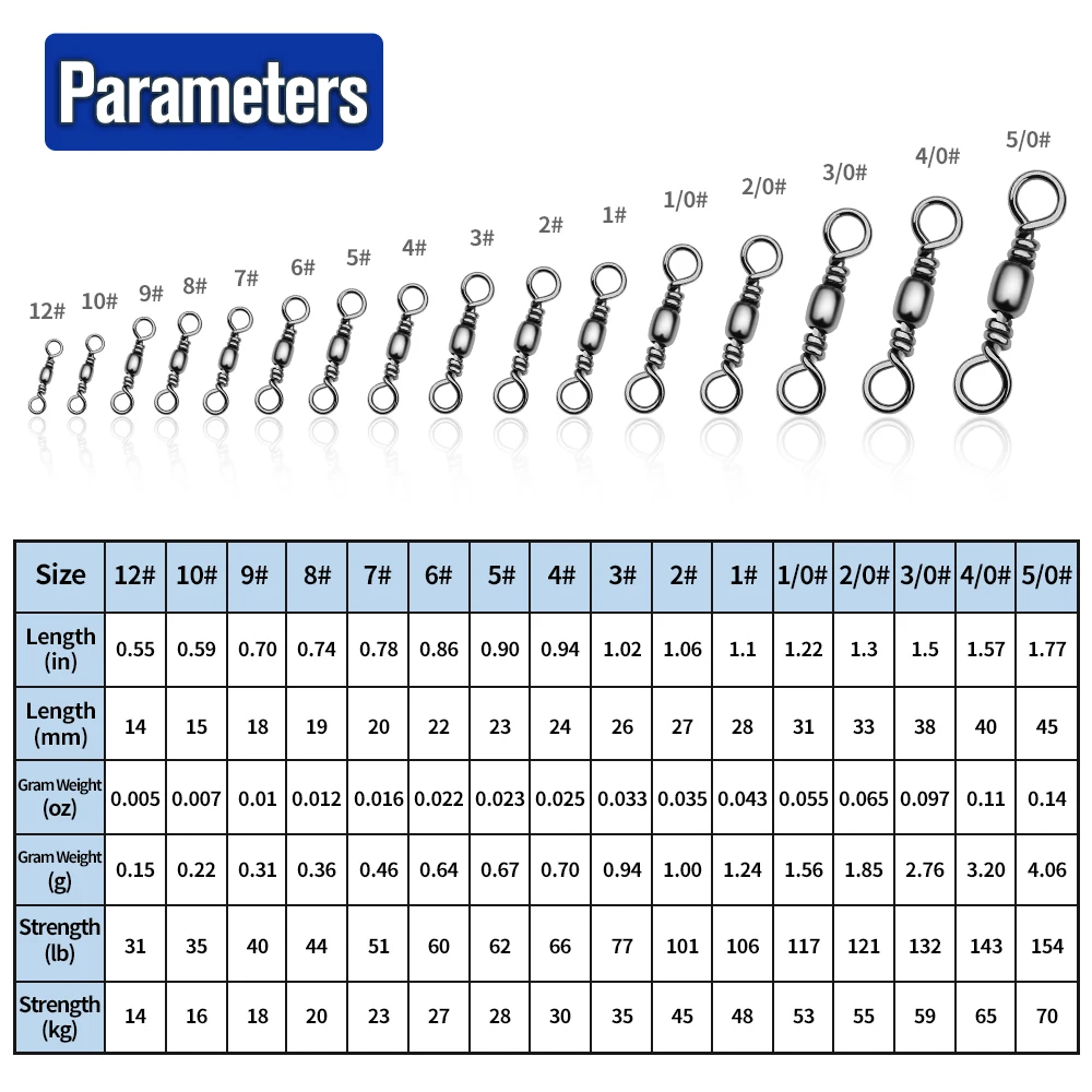 Probe ros 50/100 stücke Premium Rolling Kugellager Angeln schwenkt, starke und langlebige Haken Schnur Stecker für Angela us rüstung Zubehör – Detail 2