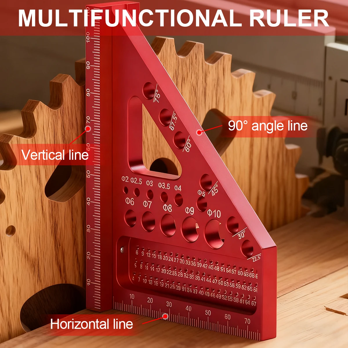 مسطرة قياس متعددة الزوايا ثلاثية الأبعاد، منقلة زاوية قائمة 45/90 درجة، أداة قياس تخطيط عالية الدقة #6