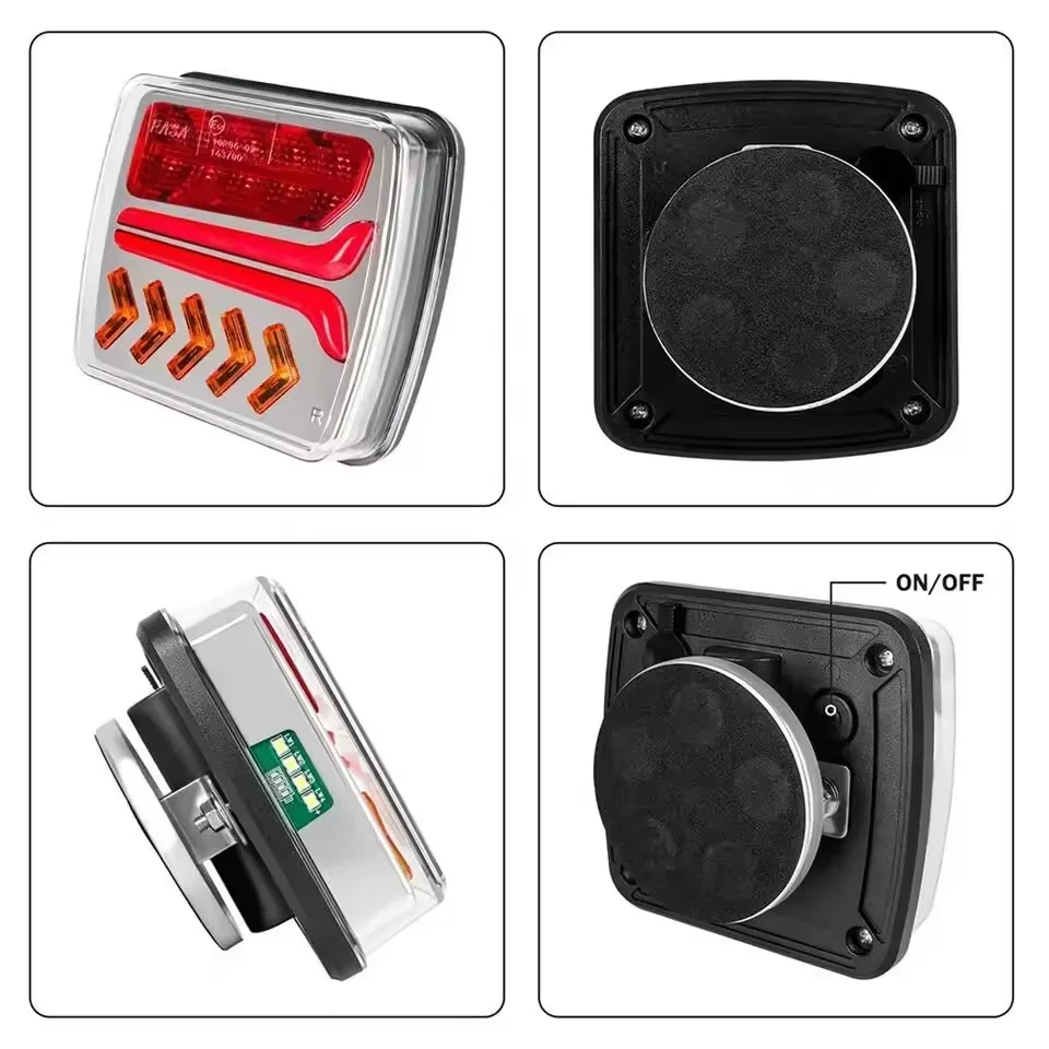 

12V/24V 30M Wireless Magnetic LED Tail light Trailer Rear Light Signal Warning Brake Light RV Camper Lorry Truck