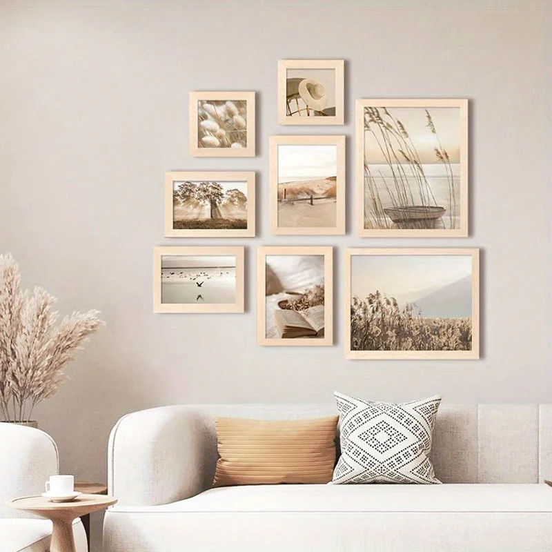 إطار صورة مزيج خشبي DIY، إطار صورة قابل لإعادة الاستخدام، إطار رسم زيتي، إطار صورة ماسي فني، فن جدار منزلي ديسمبر