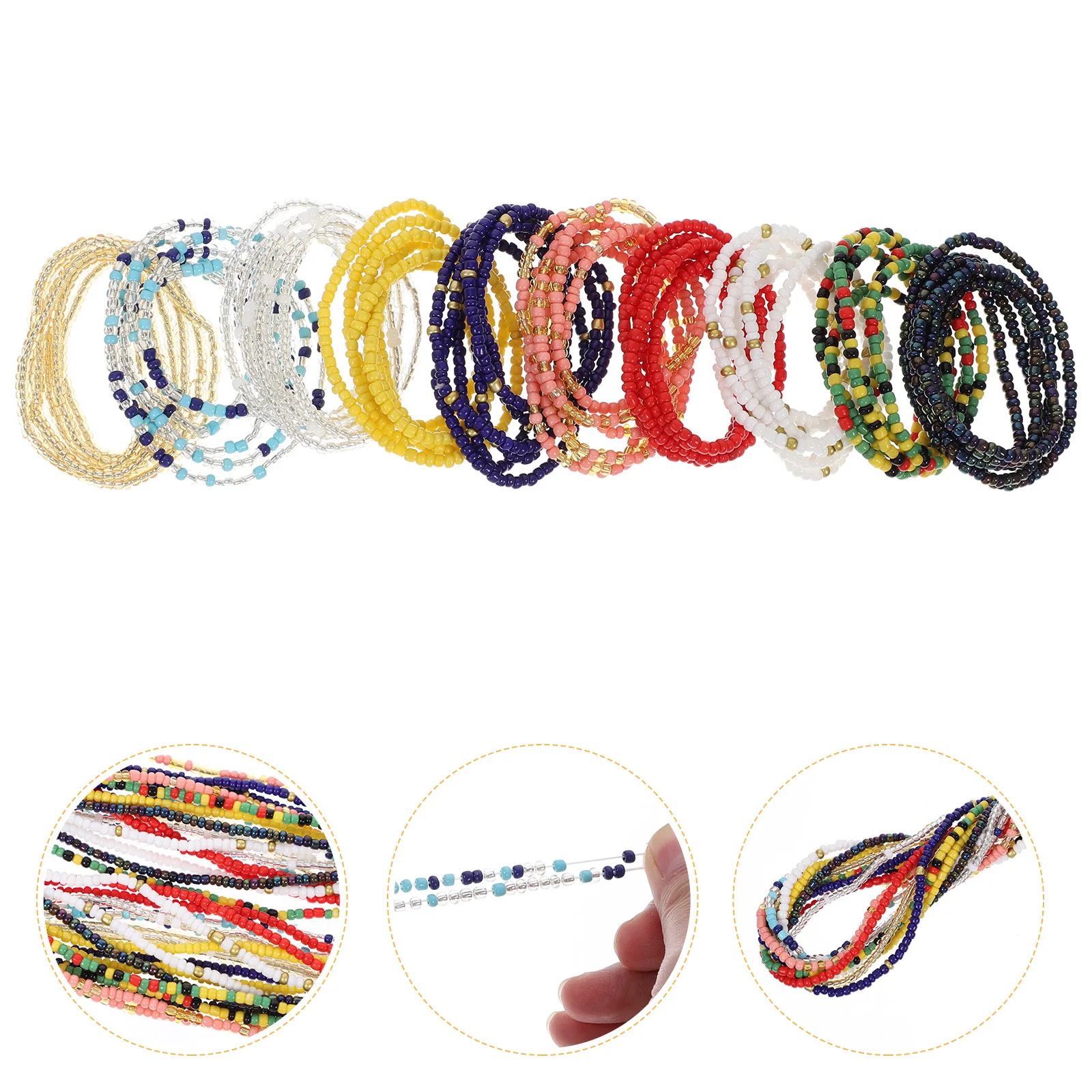 

10Pcs Summer Waist Chain Colorful Beaded Belly Chains for Women Boho Fashion Jewelry Swimwear Accessory Clothing Decor