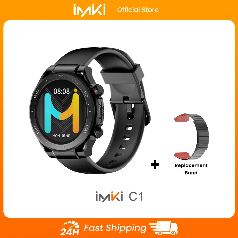 IMIKI C1 Smart watch 1.43” HD AMOLED Display Fitness and health monitoring Sport Smartwatch With Large Battery Bluetooth Calling